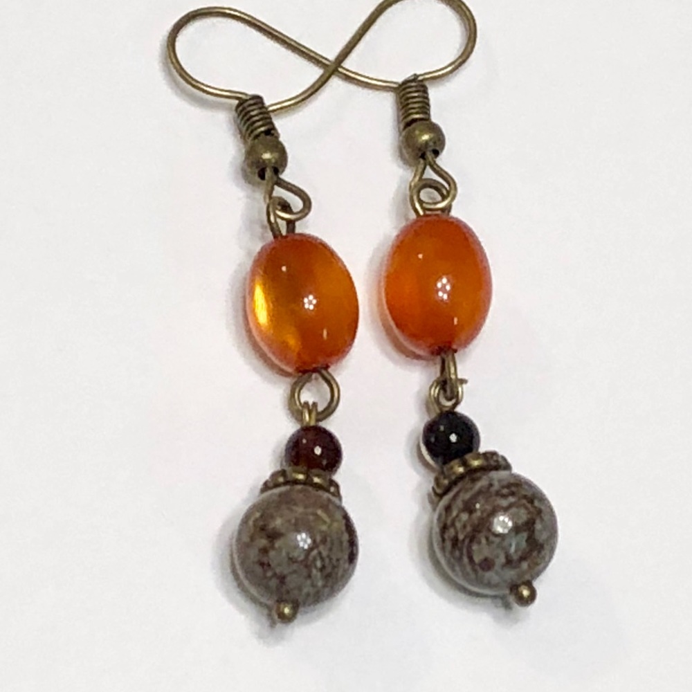 Orange Cappuccino Jasper Earrings - Picture 3 of 5